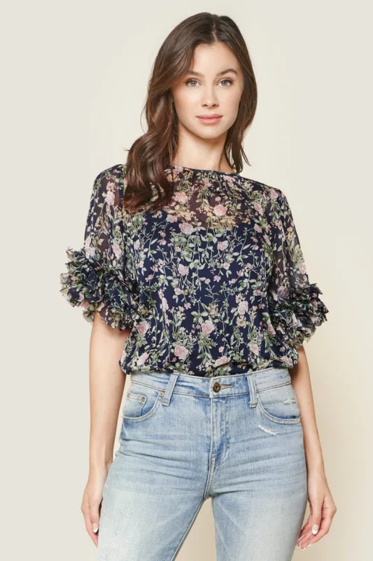 Purely Magic Floral Print Ruffle Top made by Sugarlips