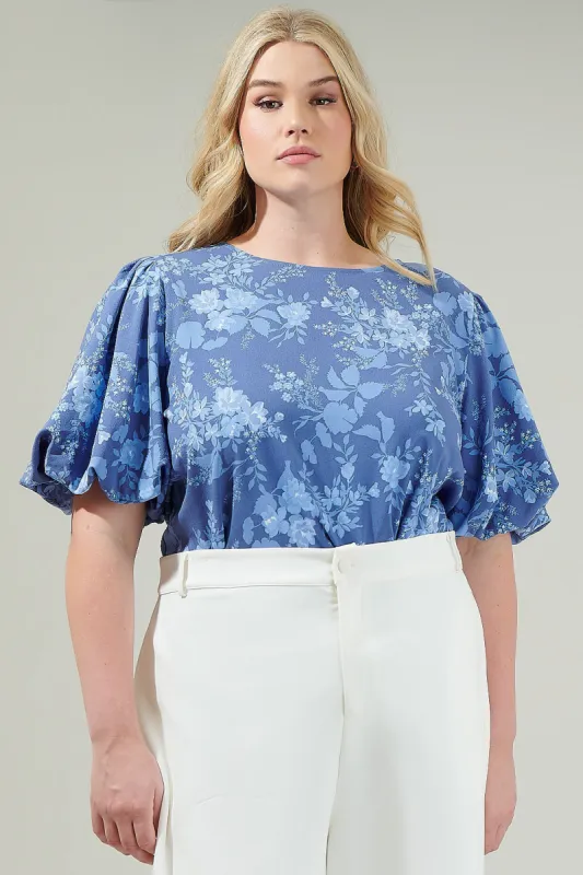 Borage Floral Bubble Sleeve Blouse Curve sold by Sugarlips