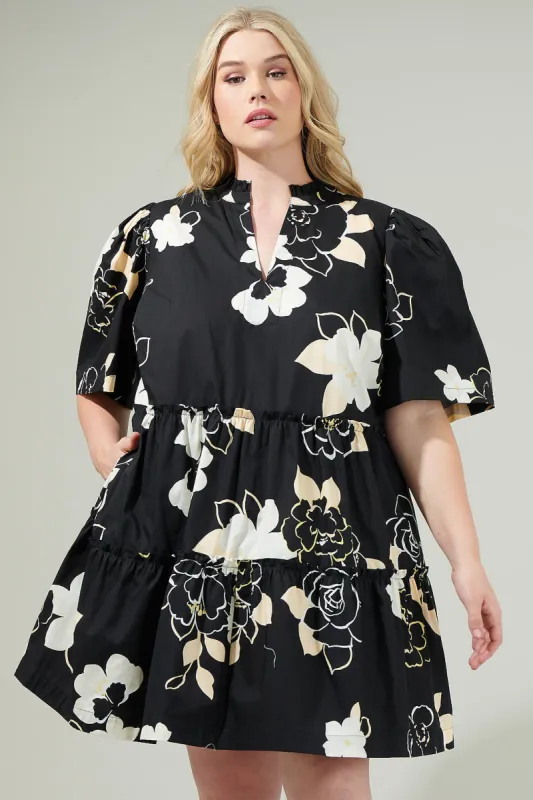 Cairan Rose Dixie Split Neck Shift Dress Curve sold by Sugarlips