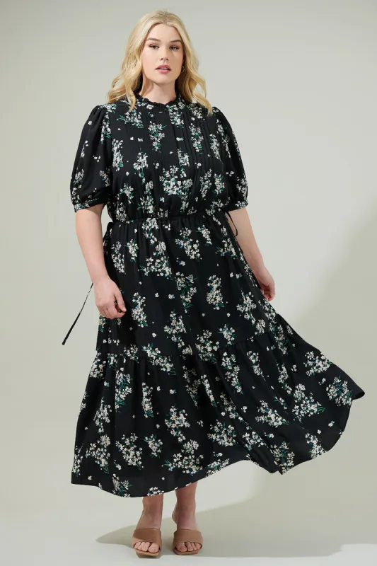 Magnol Floral Pleated Midi Dress Curve sold by Sugarlips