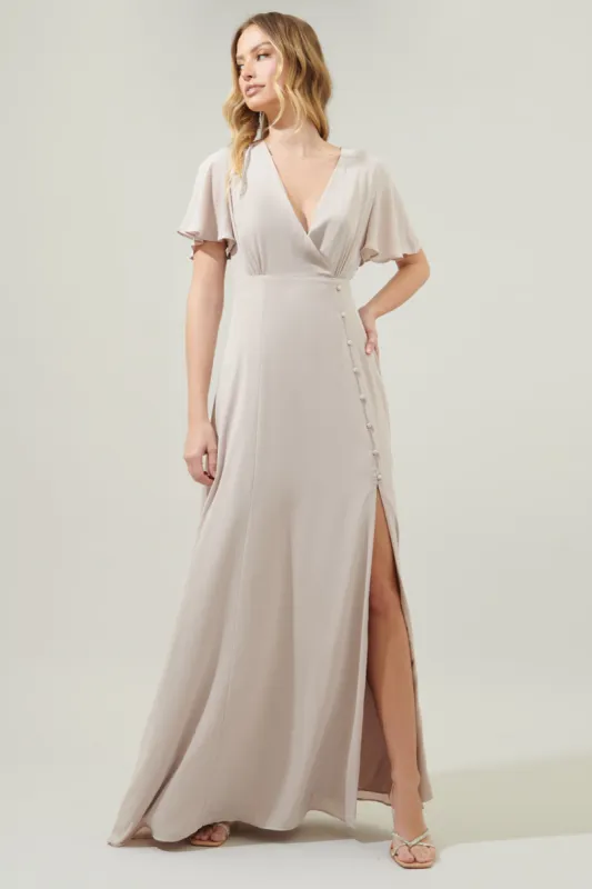 Everlasting Surplice Flutter Sleeve Maxi Dress sold by Sugarlips