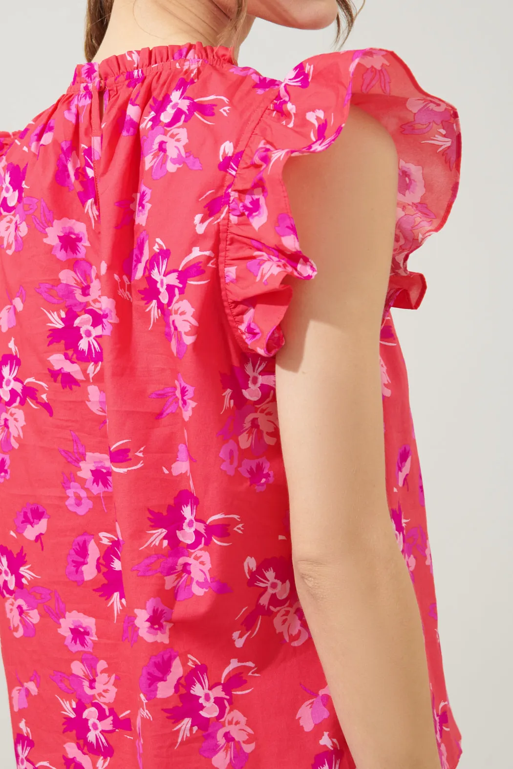 Magnolis Rhubarb Floral Veda Cap Sleeve Top sold by Sugarlips product image thumbnail 5