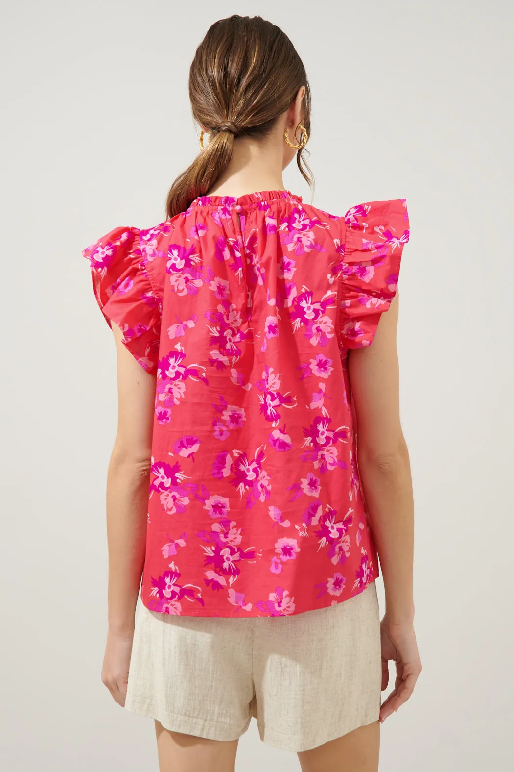 Magnolis Rhubarb Floral Veda Cap Sleeve Top sold by Sugarlips product image thumbnail 2