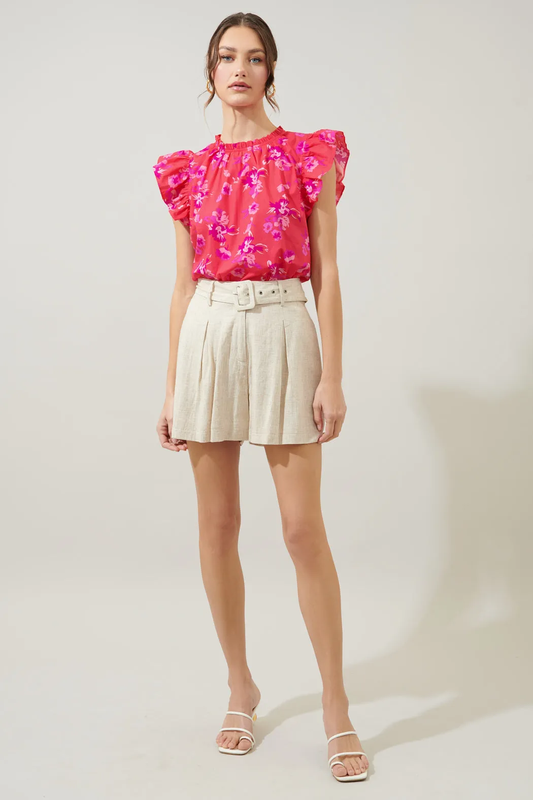Magnolis Rhubarb Floral Veda Cap Sleeve Top sold by Sugarlips product image thumbnail 4