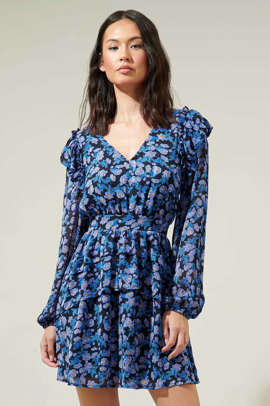 Mirtha Floral Pleated Mini Dress sold by Sugarlips