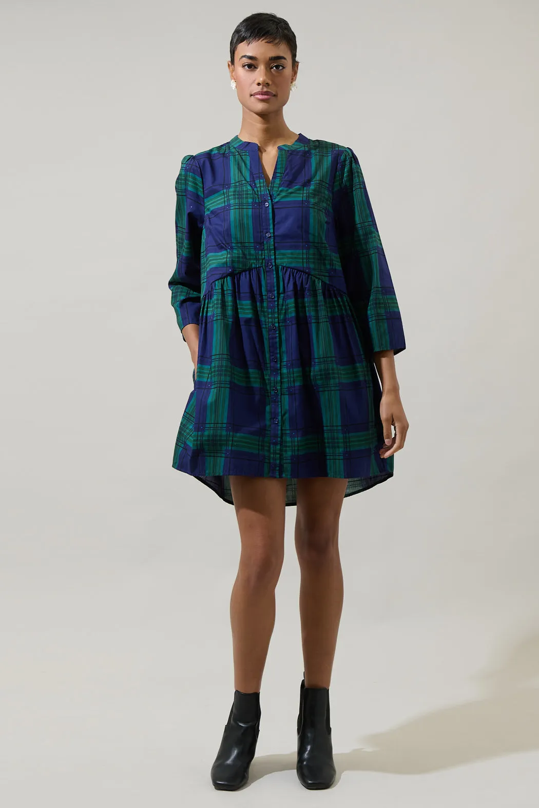 Harrisville Plaid Brie Button Down Mini Dress sold by Sugarlips product image thumbnail 5