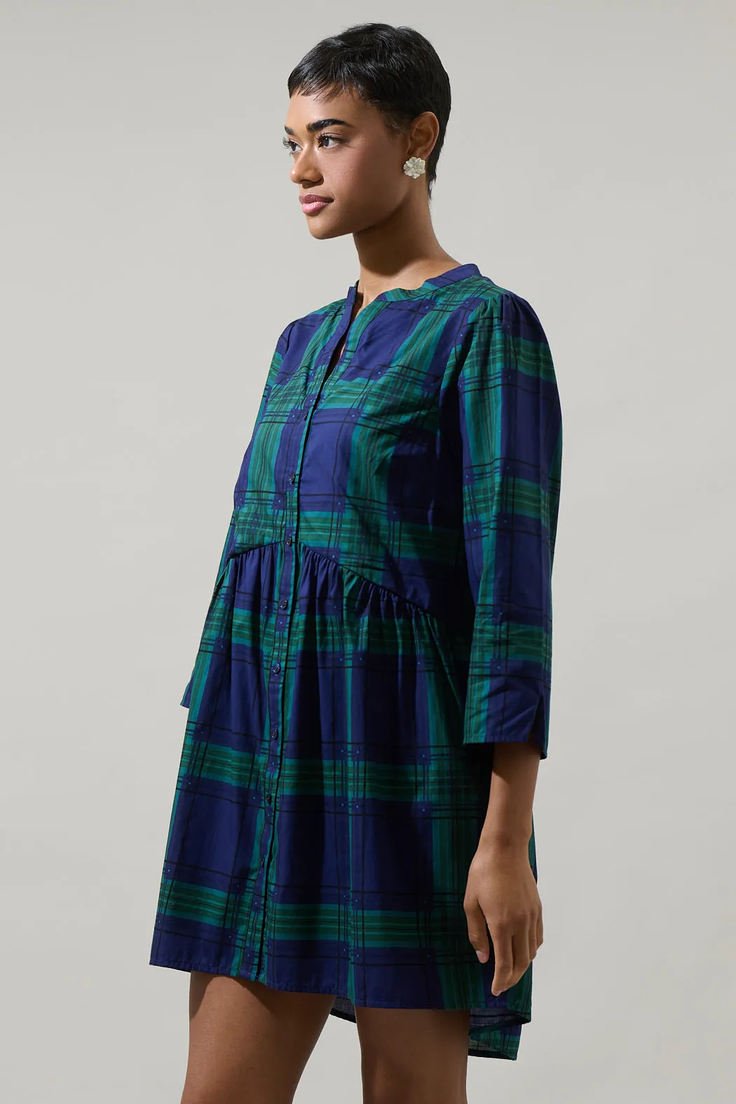 Harrisville Plaid Brie Button Down Mini Dress sold by Sugarlips product image thumbnail 4