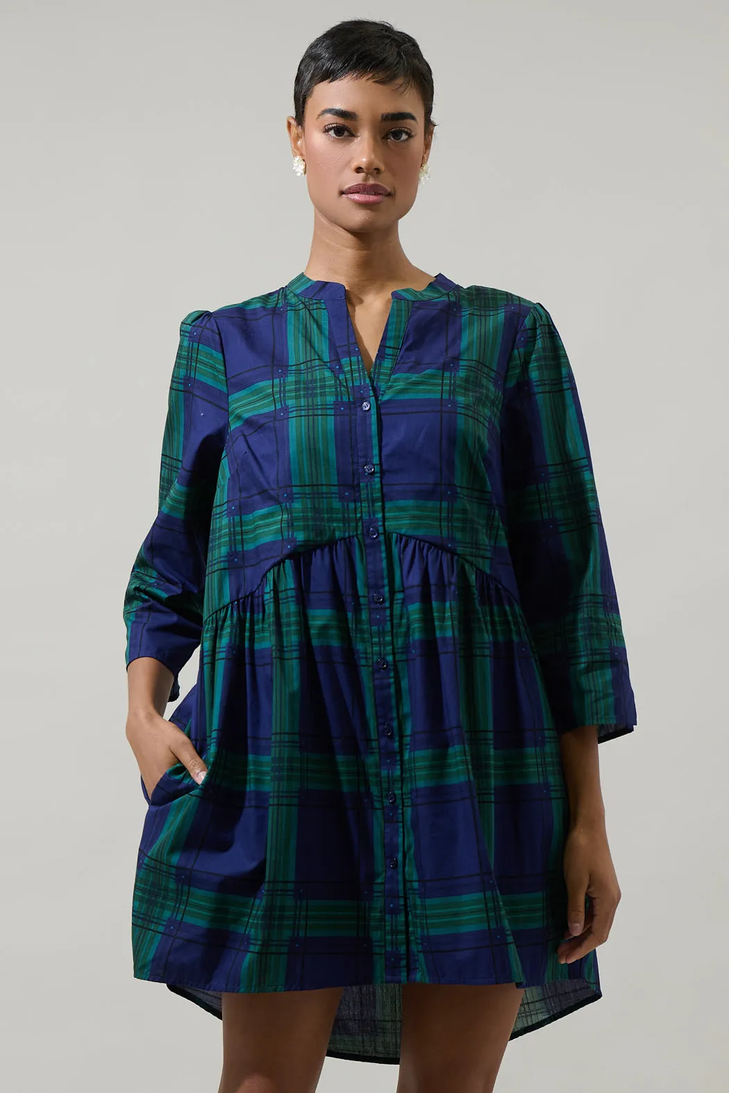 Harrisville Plaid Brie Button Down Mini Dress sold by Sugarlips product image thumbnail 2