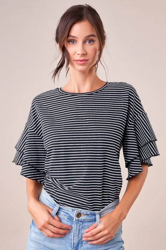 Teeny Striped Ruffle Top sold by Sugarlips