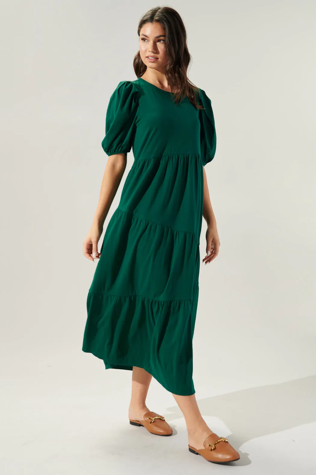 Piper Cotton Knit Asymmetrical Tiered Midi Dress sold by Sugarlips product image thumbnail 3