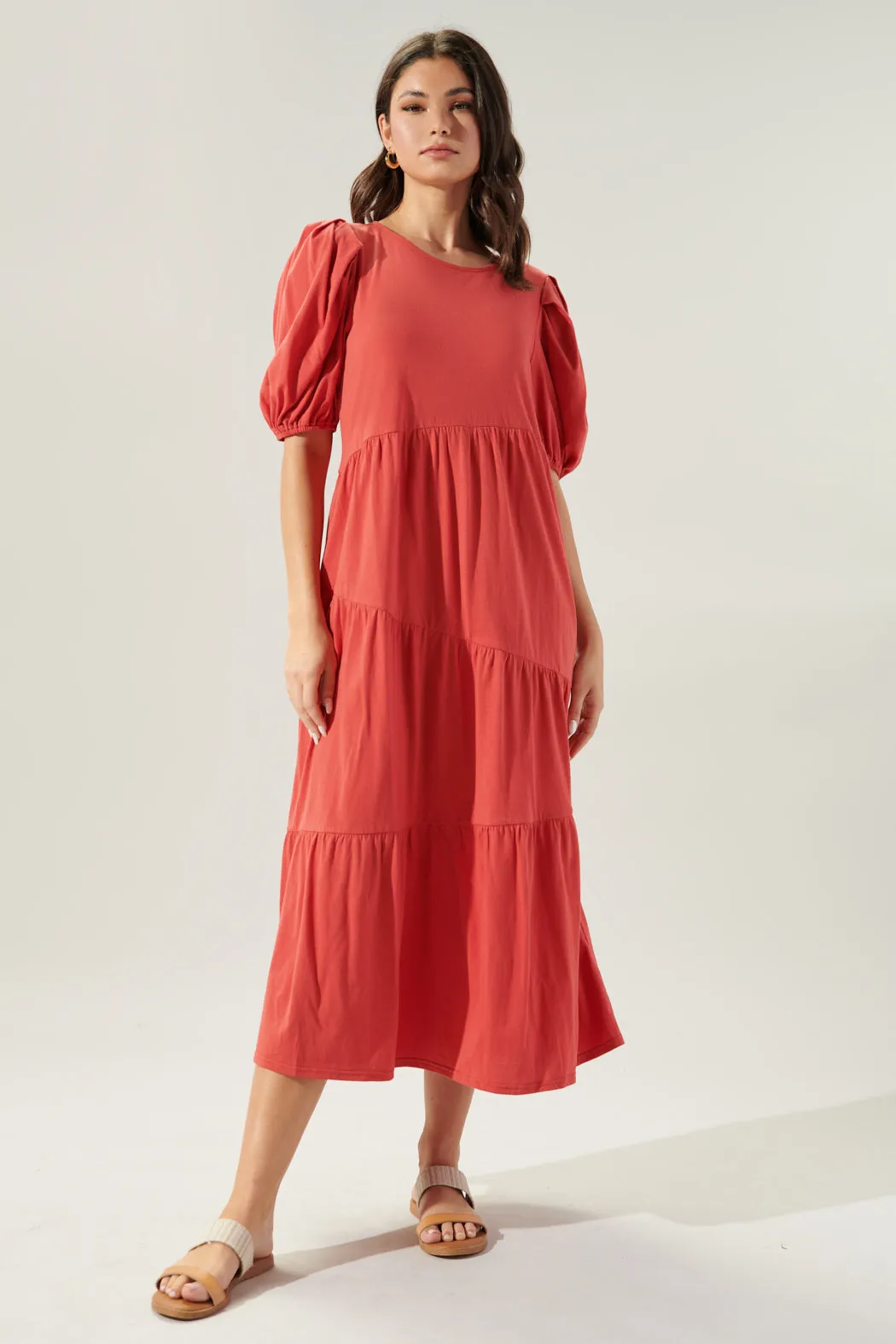 Piper Cotton Knit Asymmetrical Tiered Midi Dress sold by Sugarlips product image thumbnail 5