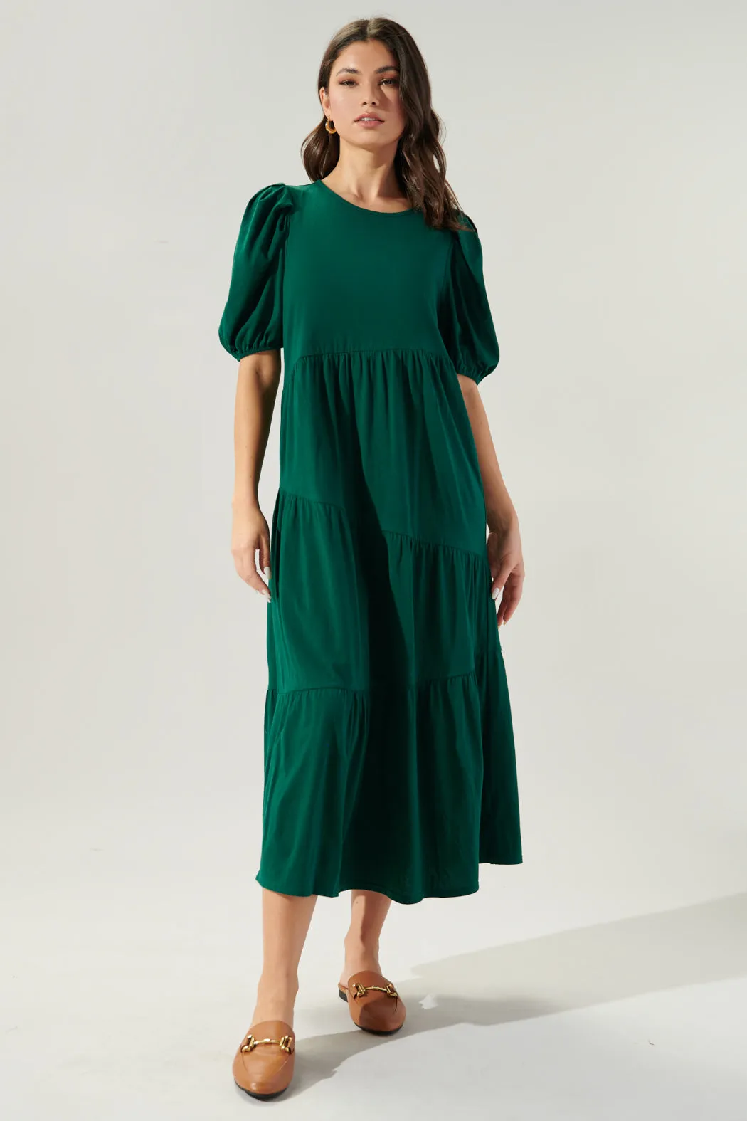 Piper Cotton Knit Asymmetrical Tiered Midi Dress sold by Sugarlips