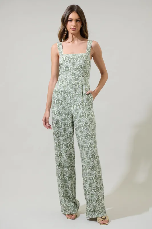 Estrada Floral Arlene Smocked Jumpsuit sold by Sugarlips
