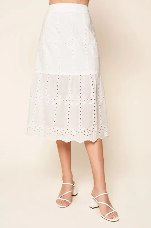 Moonbeam Eyelet Midi Skirt made by Sugarlips