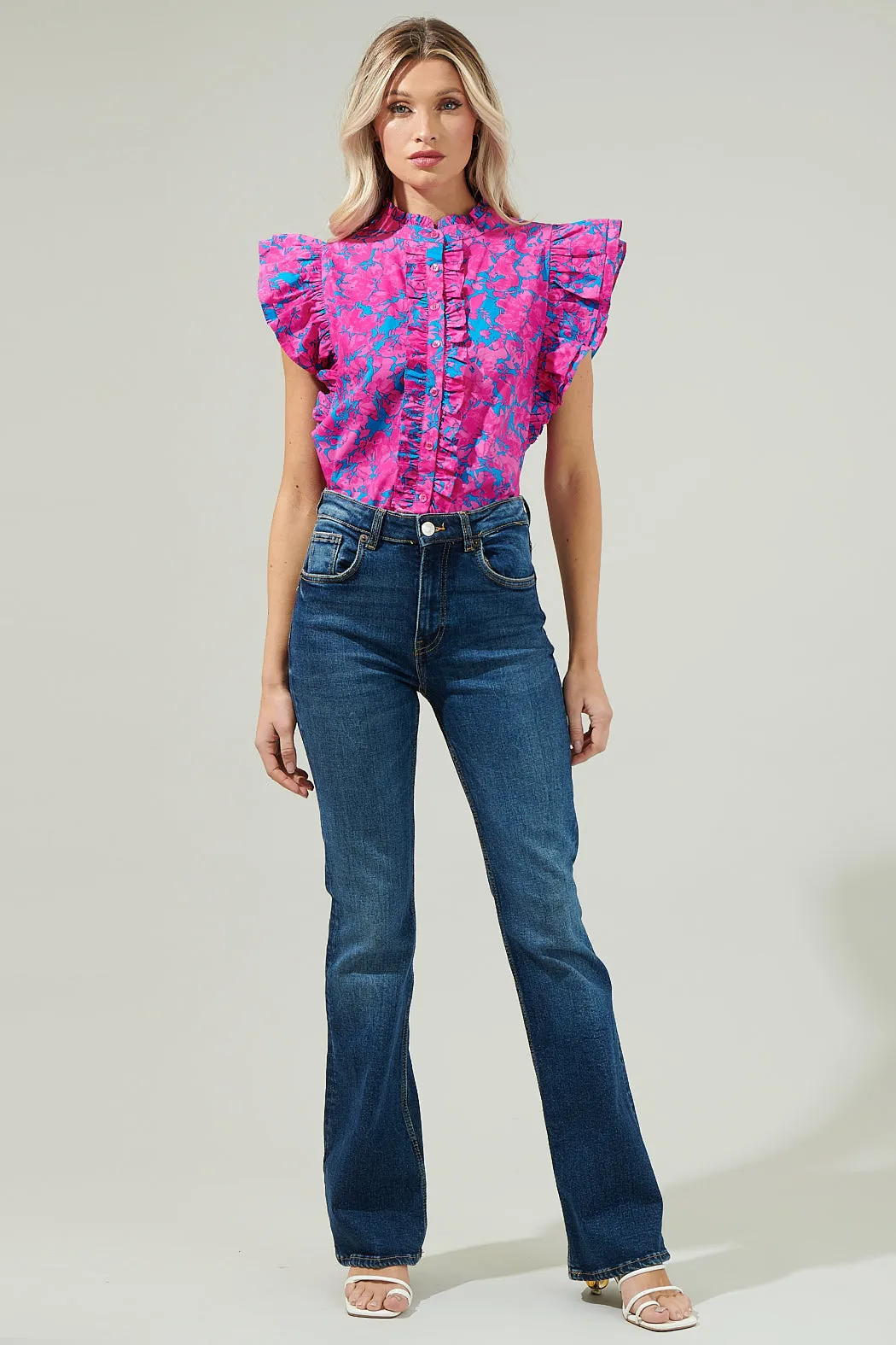 Lucy Floral Sleeveless Ruffle Top sold by Sugarlips product image thumbnail 4