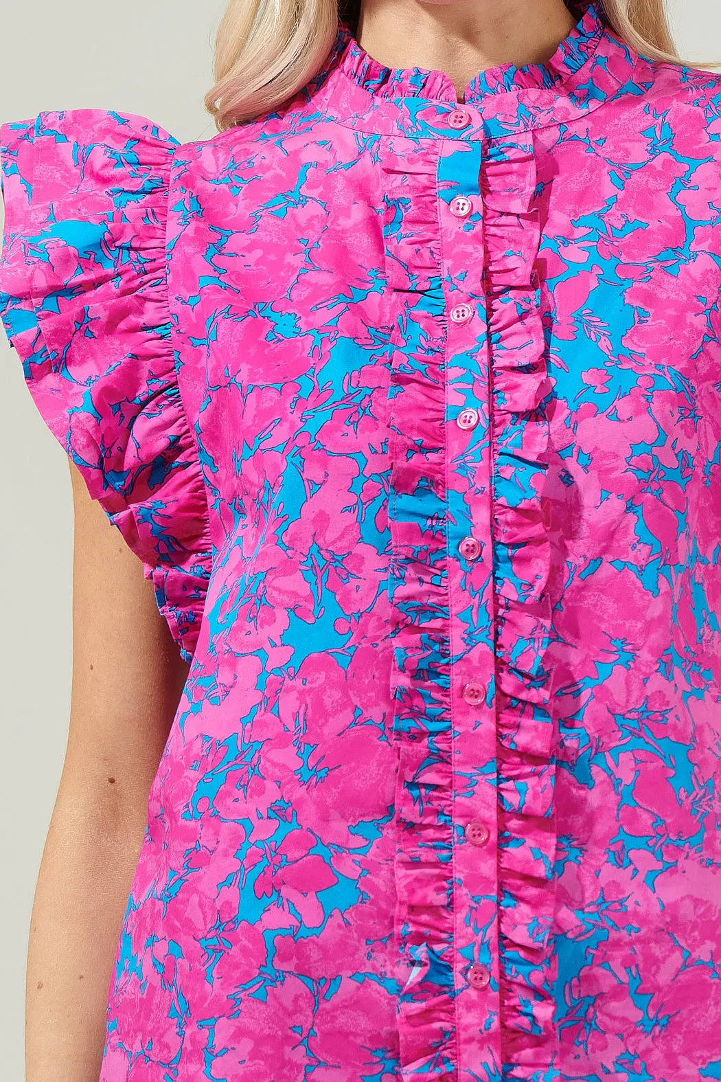 Lucy Floral Sleeveless Ruffle Top sold by Sugarlips product image thumbnail 5