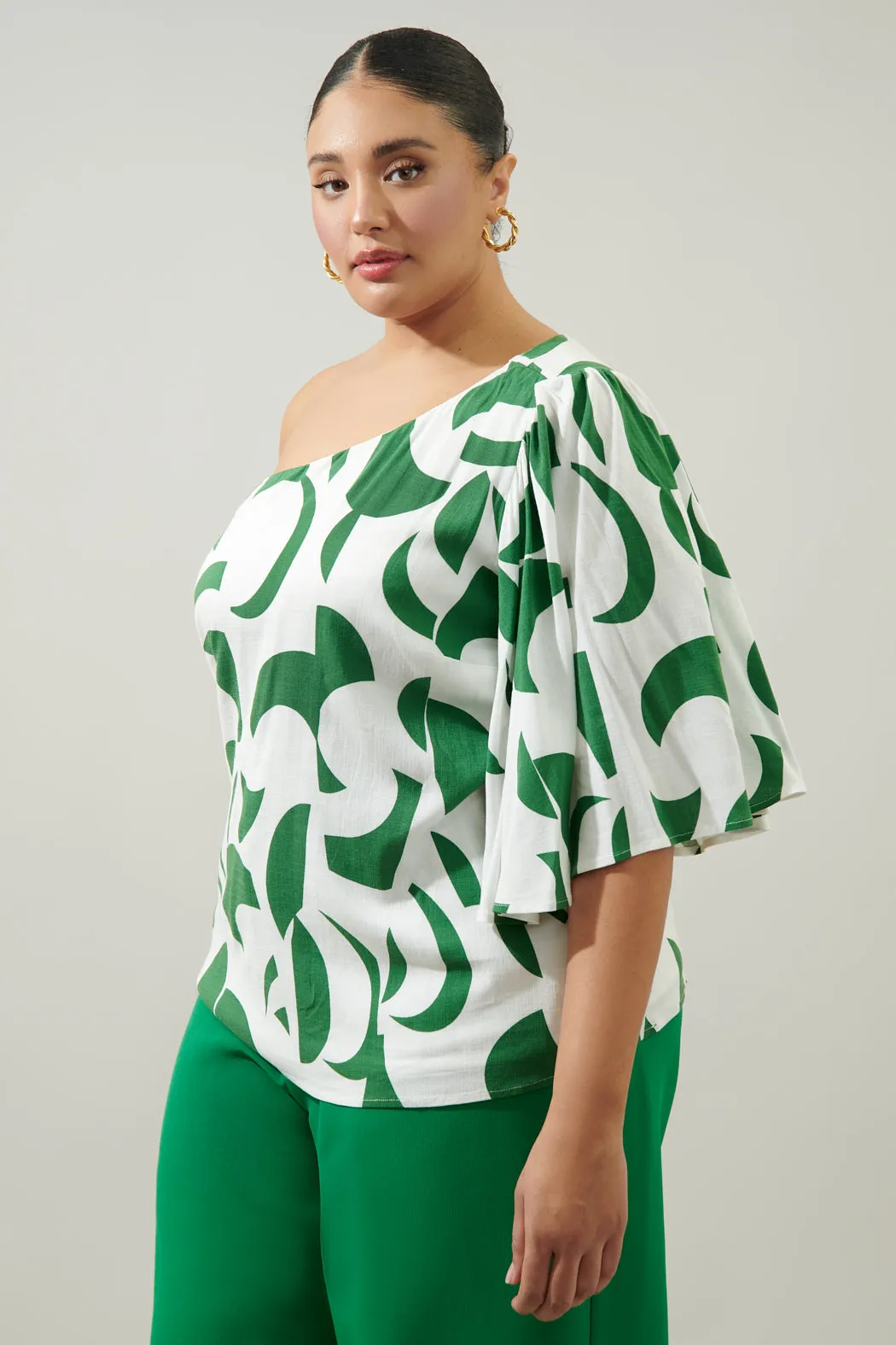 Posh Geometric Carmella One Shoulder Blouse Curve sold by Sugarlips product image thumbnail 3