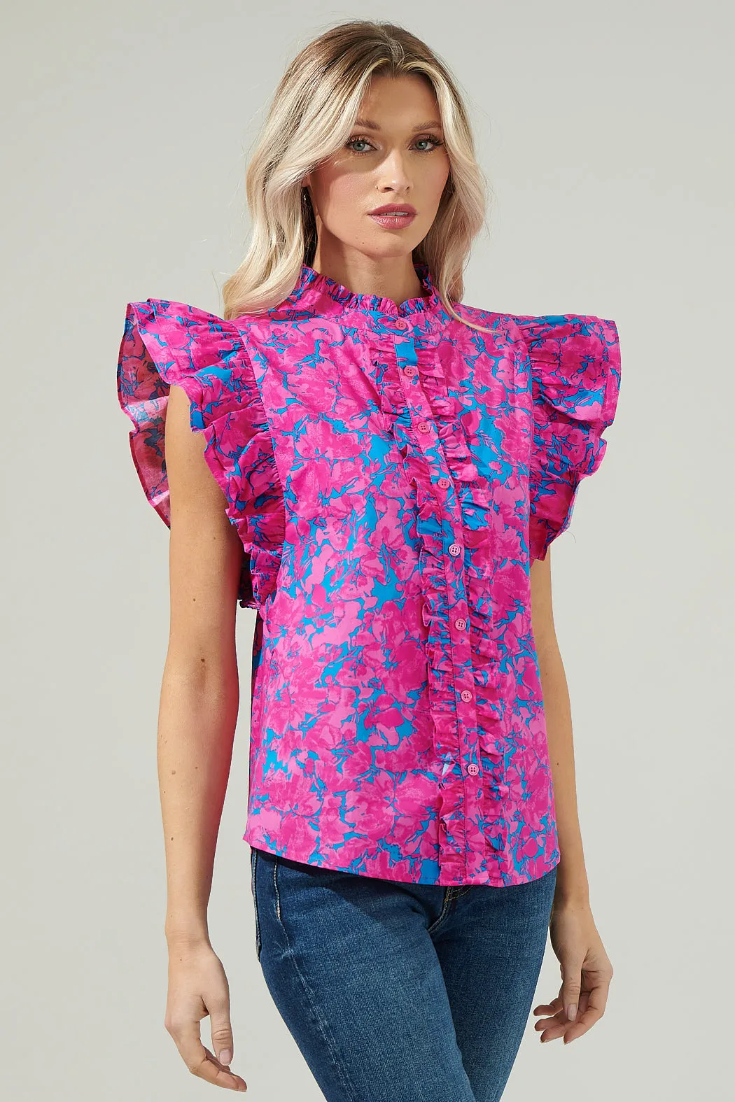 Lucy Floral Sleeveless Ruffle Top sold by Sugarlips product image thumbnail 3