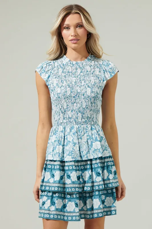 Catalina Floral Smocked Mini Dress sold by Sugarlips