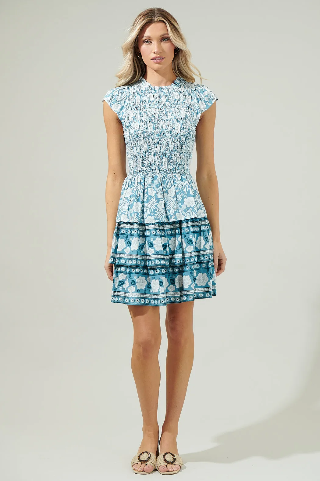 Catalina Floral Smocked Mini Dress sold by Sugarlips product image thumbnail 4