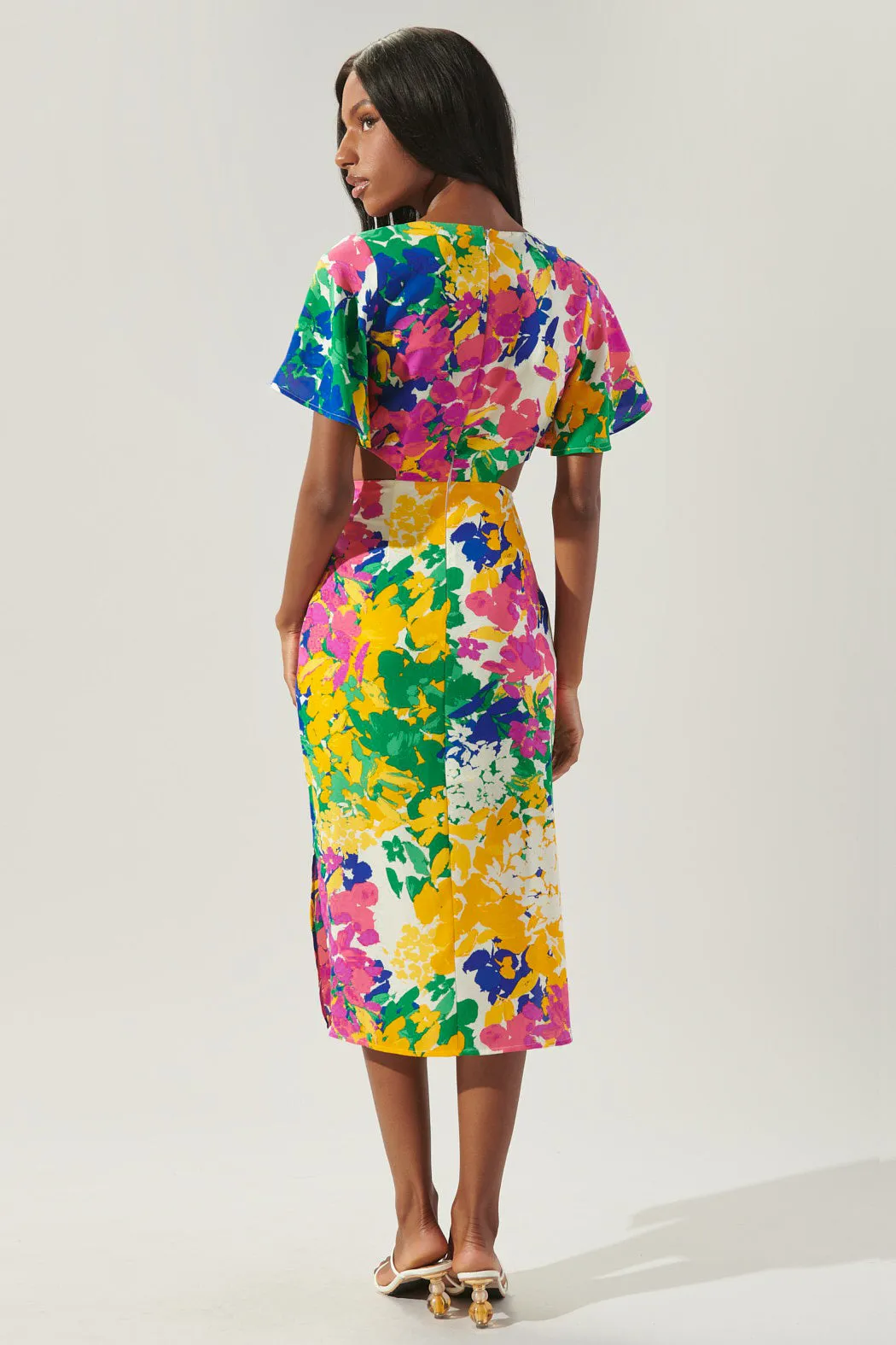 Gypsum Floral Joelle Front Tie Midi Dress sold by Sugarlips product image thumbnail 4