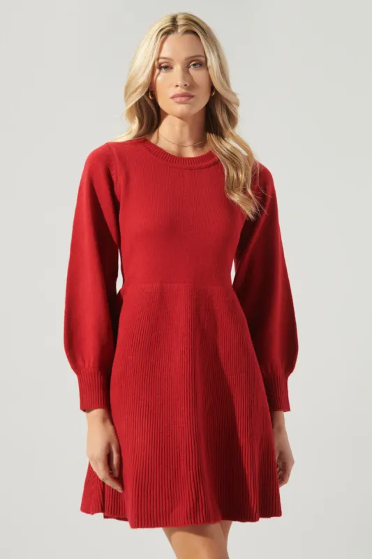 Rock the Bells Balloon Sleeve Sweater Dress sold by Sugarlips