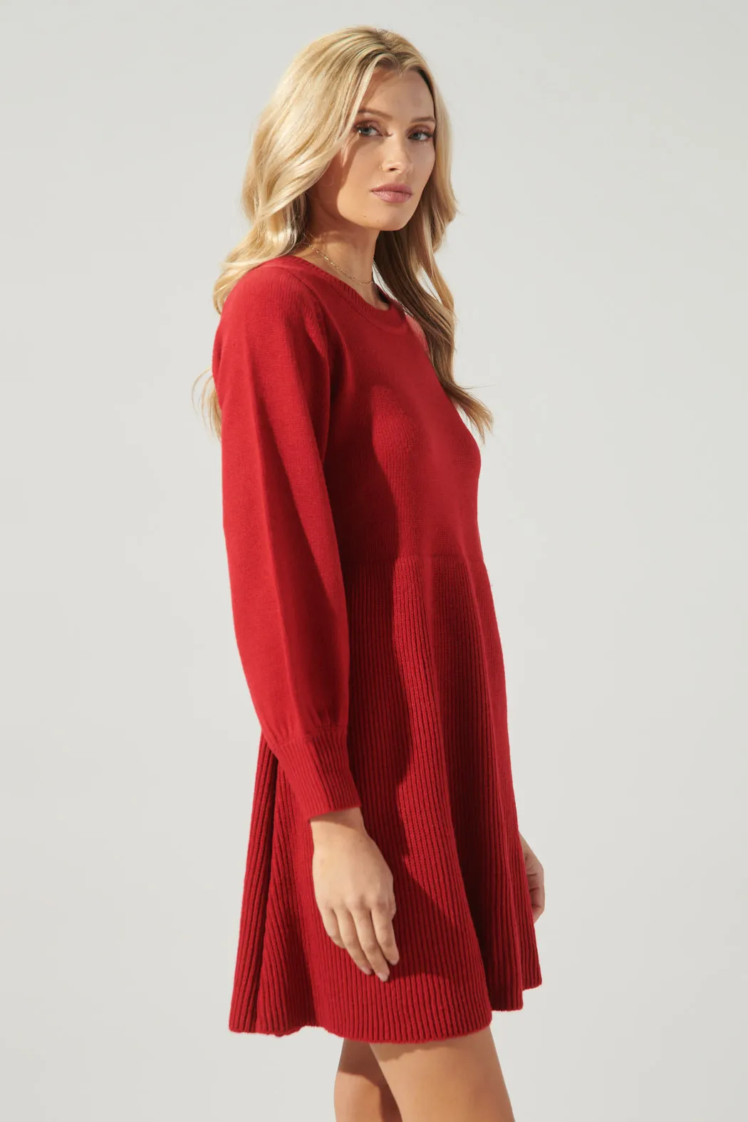 Rock the Bells Balloon Sleeve Sweater Dress sold by Sugarlips product image thumbnail 4