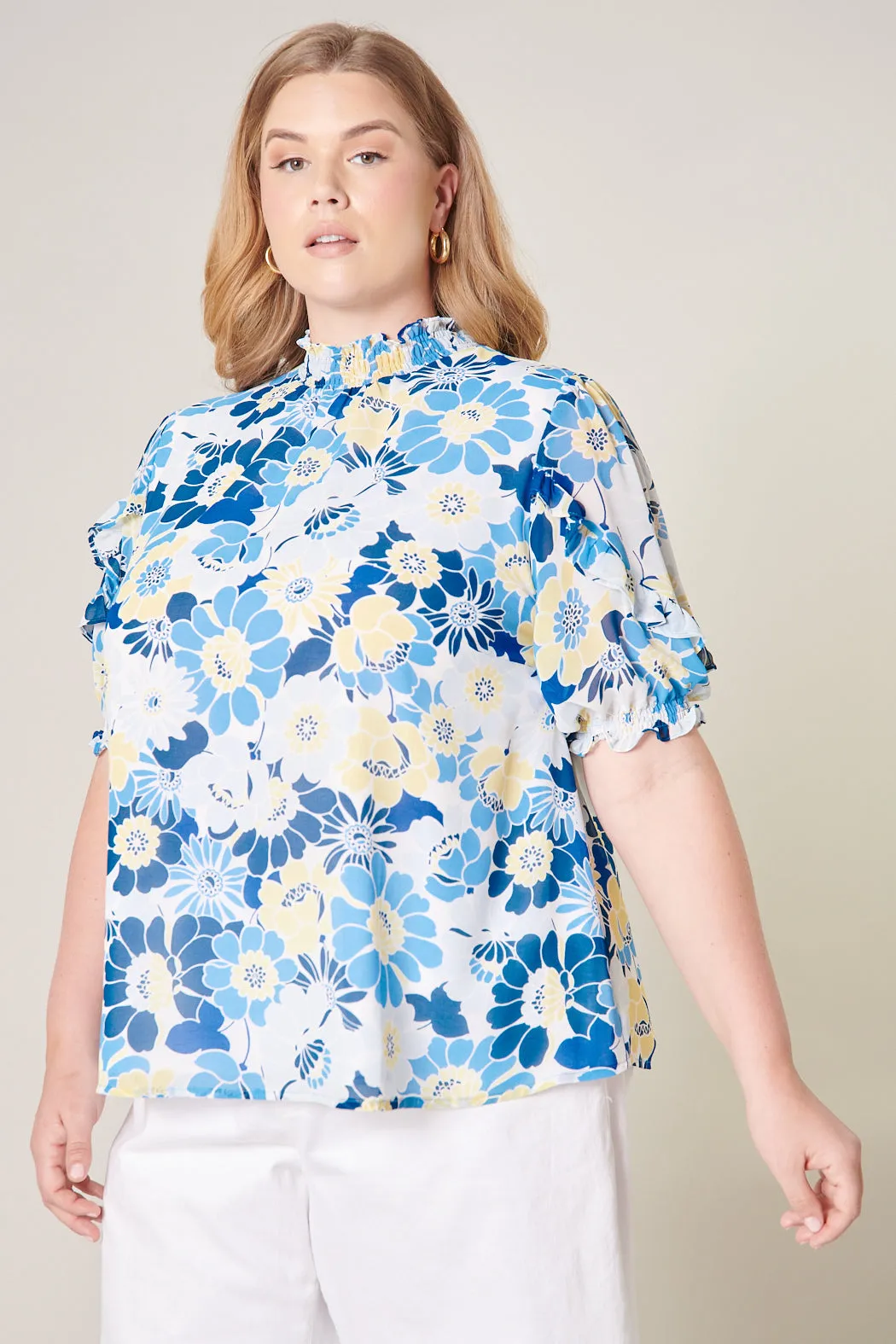 Zippy Seaside Keepsake Smocked Mock Neck Blouse Curve sold by Sugarlips product image thumbnail 3