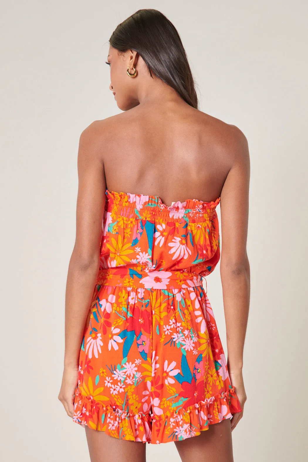 Southerland Floral Frilly Strapless Romper sold by Sugarlips product image thumbnail 2