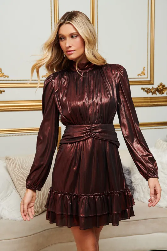 Admired Liquid Satin Shirred Ruffle Dress sold by Sugarlips