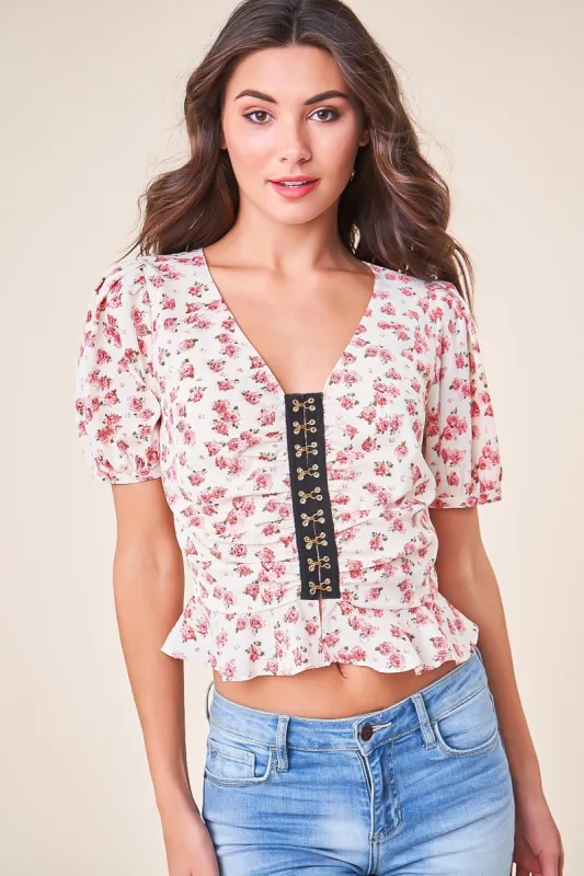 Cute Clique Floral Peplum Top sold by Sugarlips
