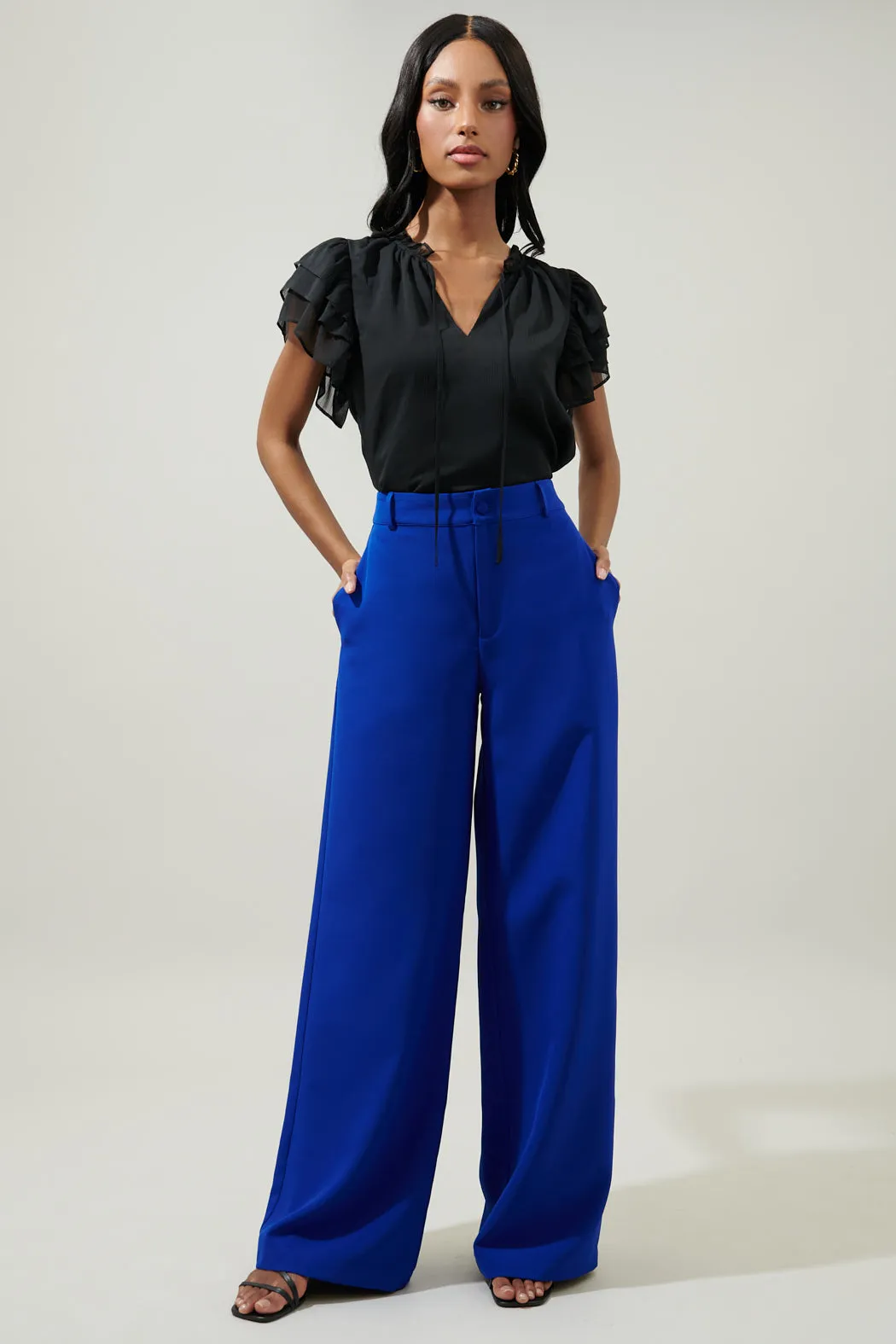 Montie Ruffle Tie Neck Blouse sold by Sugarlips product image thumbnail 4