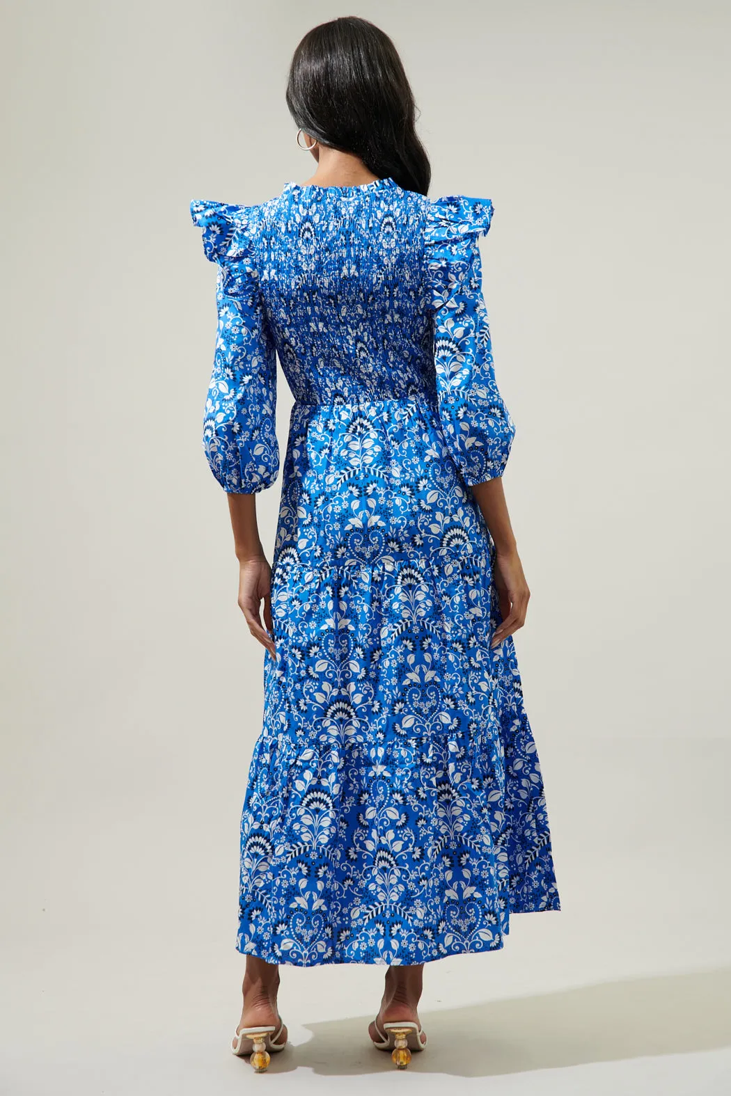 Lulu Floral Brighton Smocked Poplin Maxi Dress sold by Sugarlips product image thumbnail 2