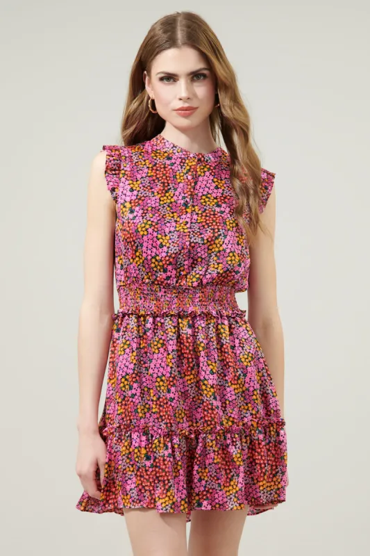Hitachi Flamingo Floral Merrick Sleeveless Button Front Mini Dress sold by Sugarlips