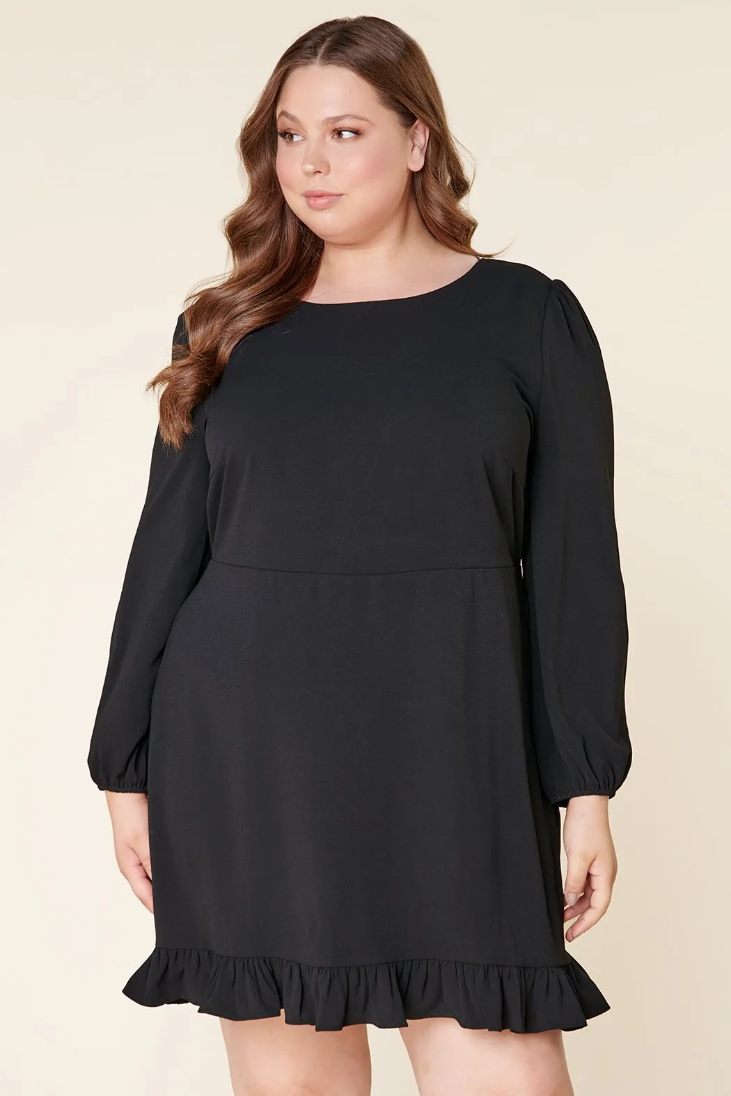 Double Take Ruffle Hem Mini Dress Curve sold by Sugarlips