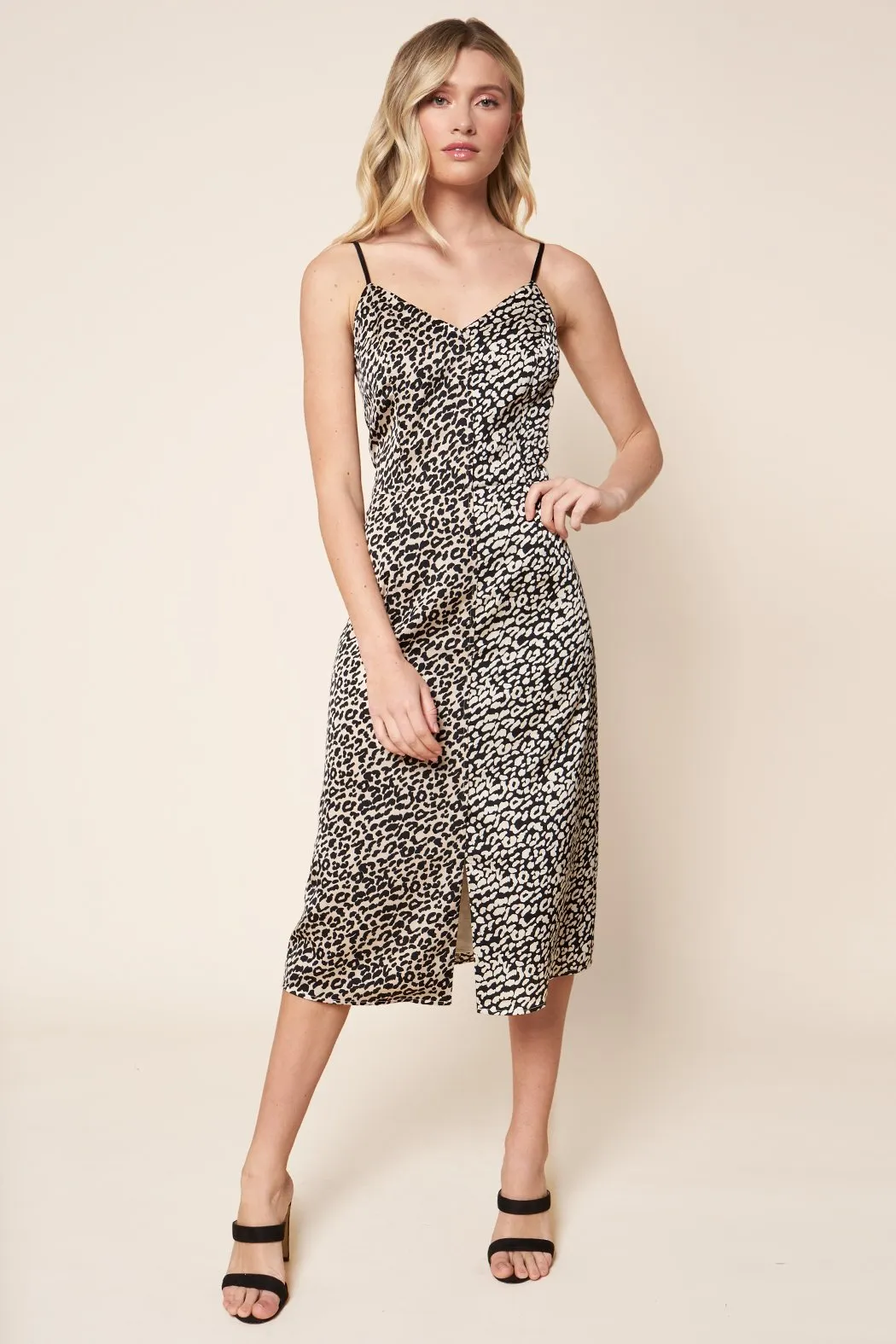 Marcelina Mixed Leopard Satin Midi Slip Dress sold by Sugarlips product image thumbnail 4