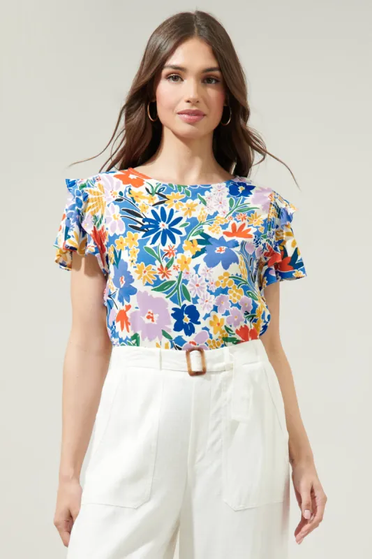 Ojai Floral Lisa Marie Ruffle Top sold by Sugarlips