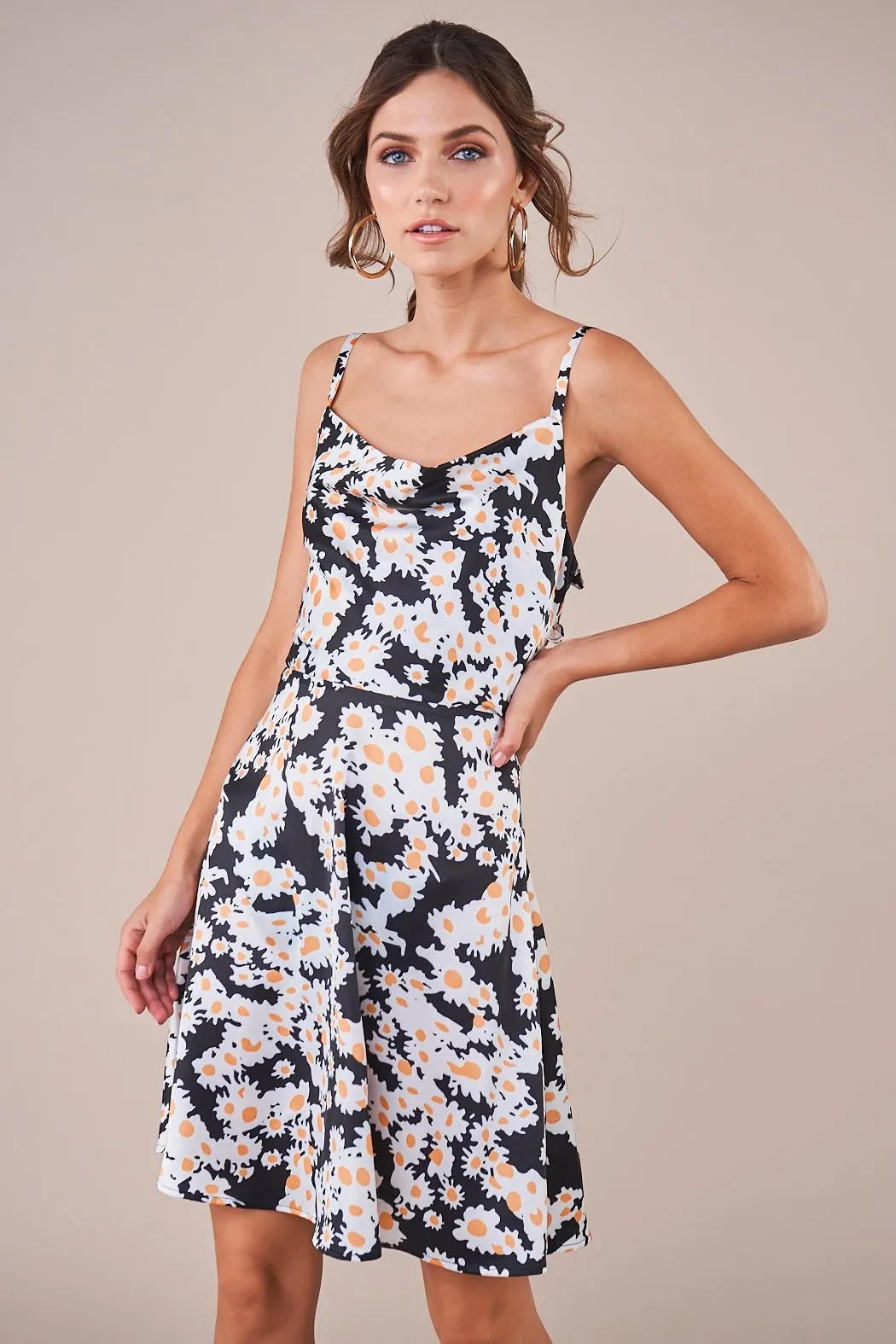 Delicate Sunflower Cowl Neck Mini Dress sold by Sugarlips product image thumbnail 2