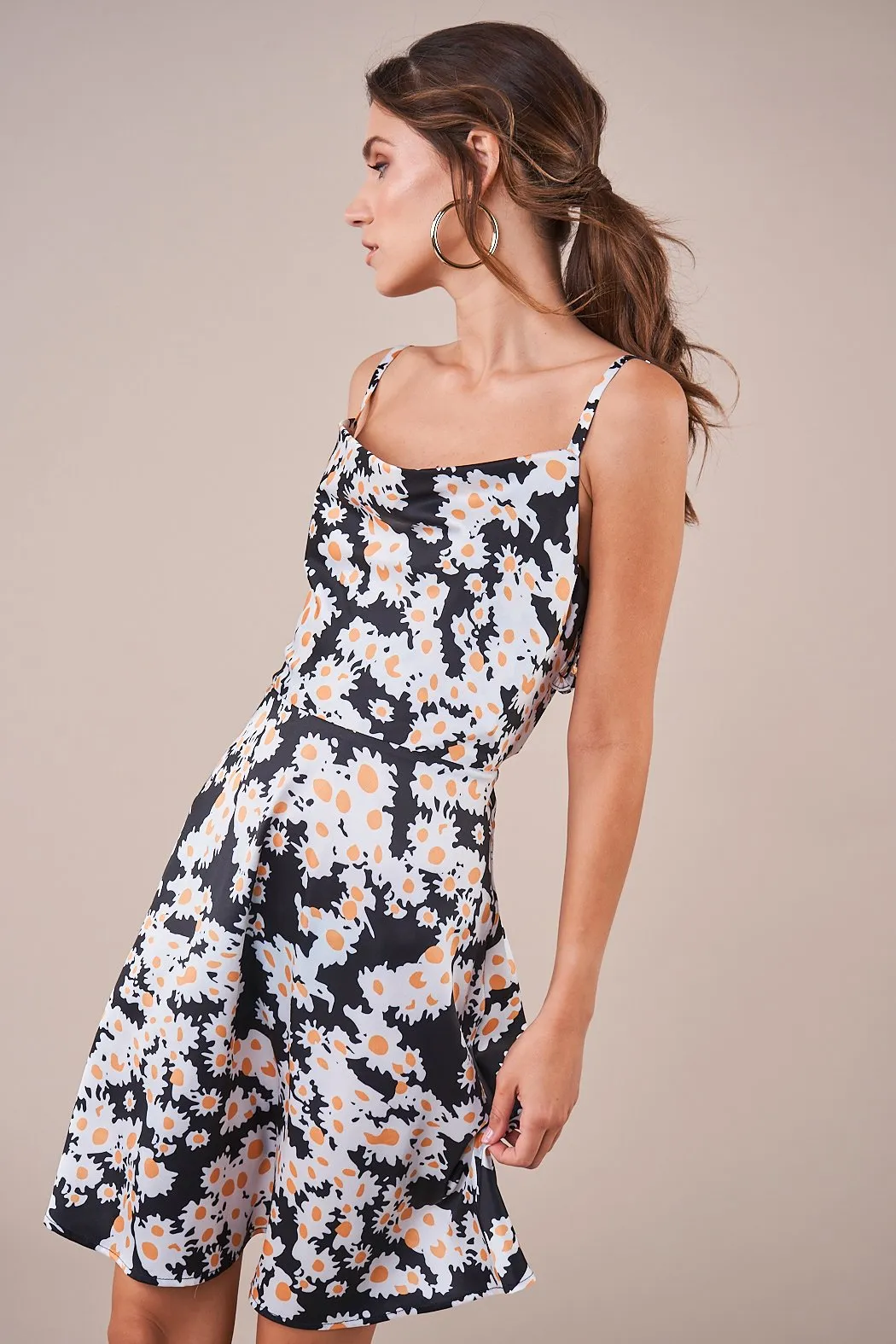 Delicate Sunflower Cowl Neck Mini Dress sold by Sugarlips product image thumbnail 4