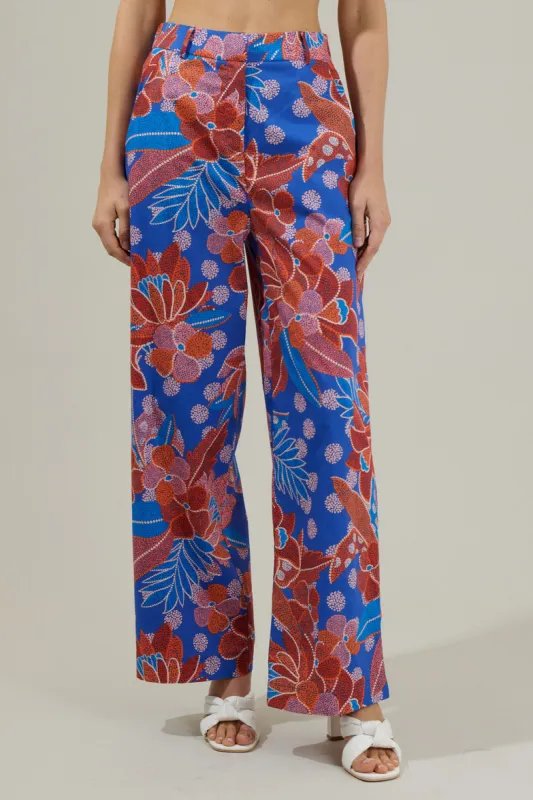 Amazonia Blue Floral Mulvane Wide Leg Pants sold by Sugarlips