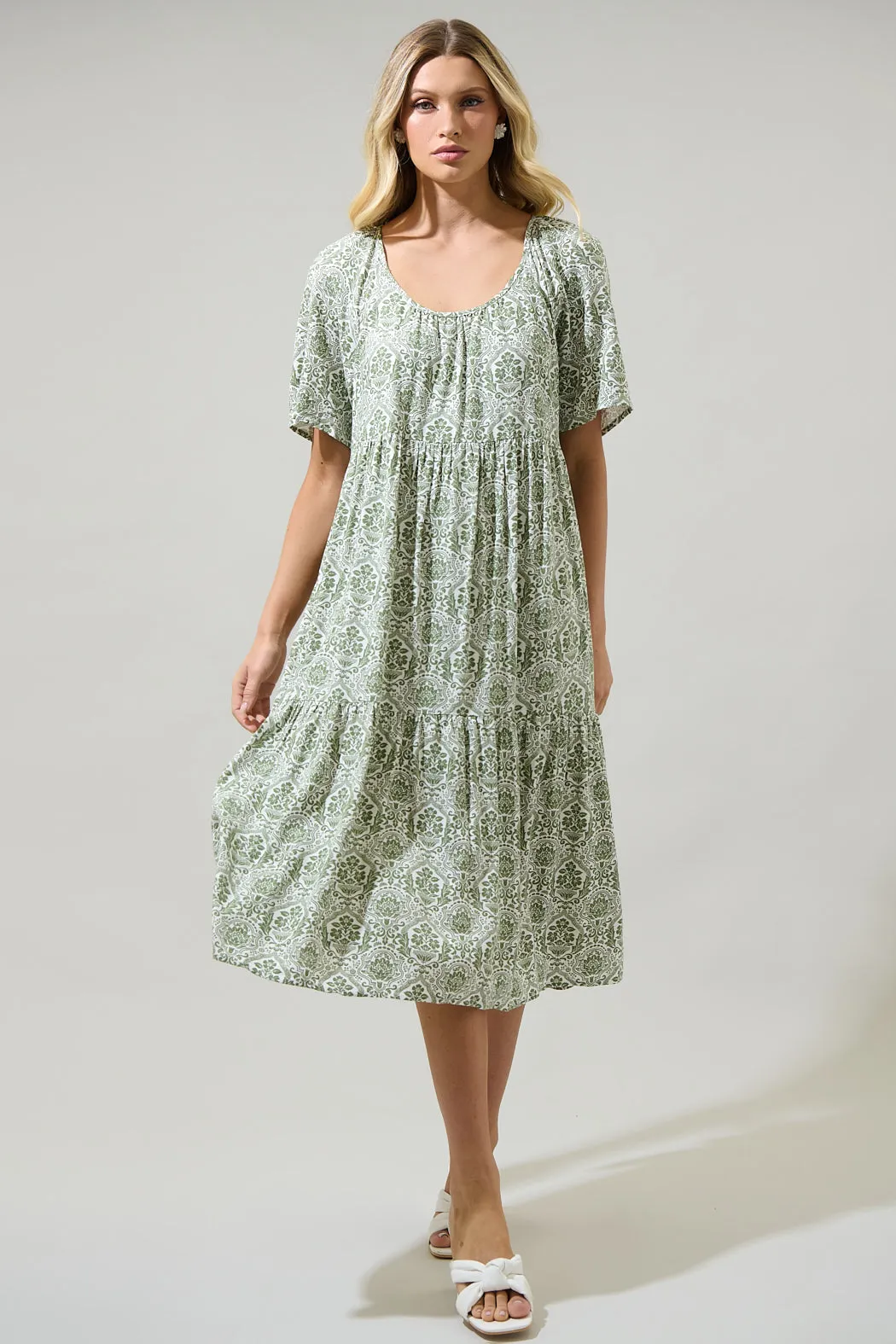 Estrada Floral Haven Tiered Midi Dress sold by Sugarlips product image thumbnail 5