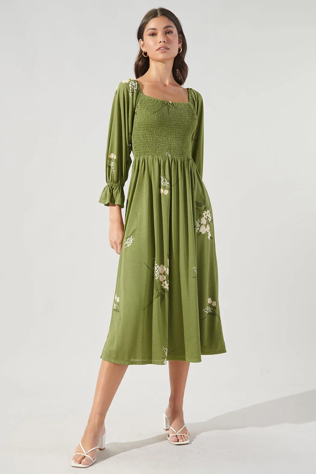 Lori Floral Denni Smocked Midi Dress sold by Sugarlips product image thumbnail 2