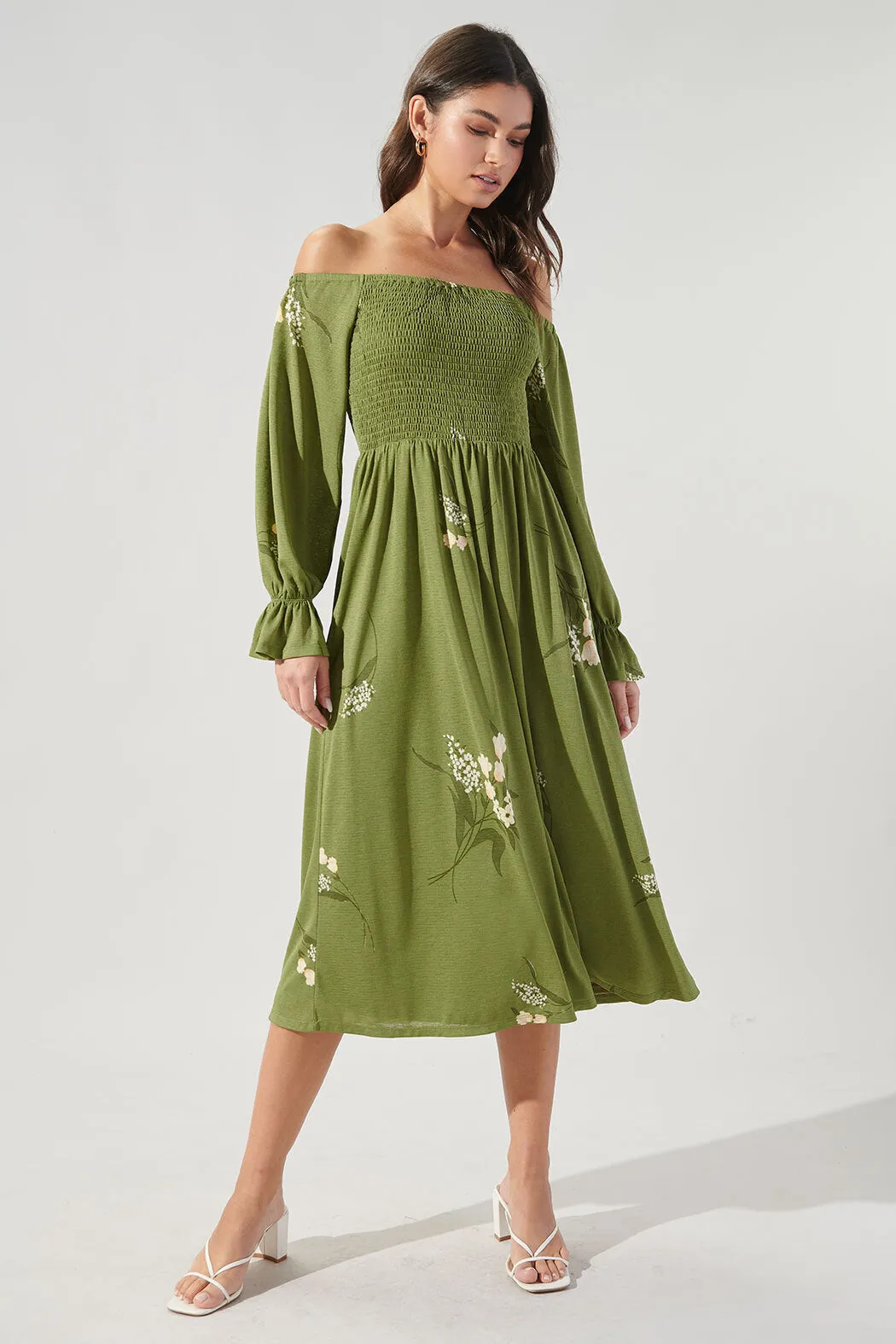 Lori Floral Denni Smocked Midi Dress sold by Sugarlips product image thumbnail 5