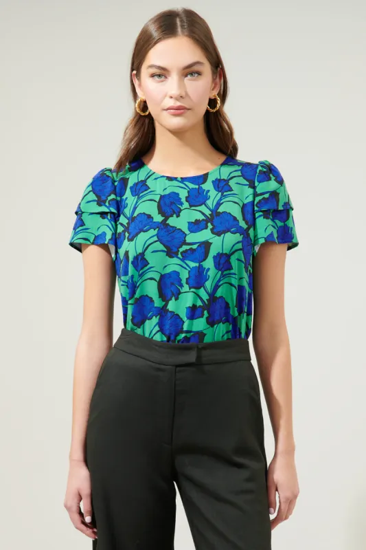 Berry Punch Amrah Flutter Sleeve Top sold by Sugarlips