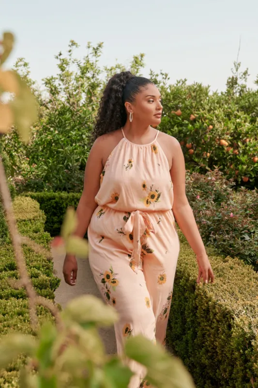 Girasol Floral Lighthearted Trapeze Jumpsuit Curve sold by Sugarlips