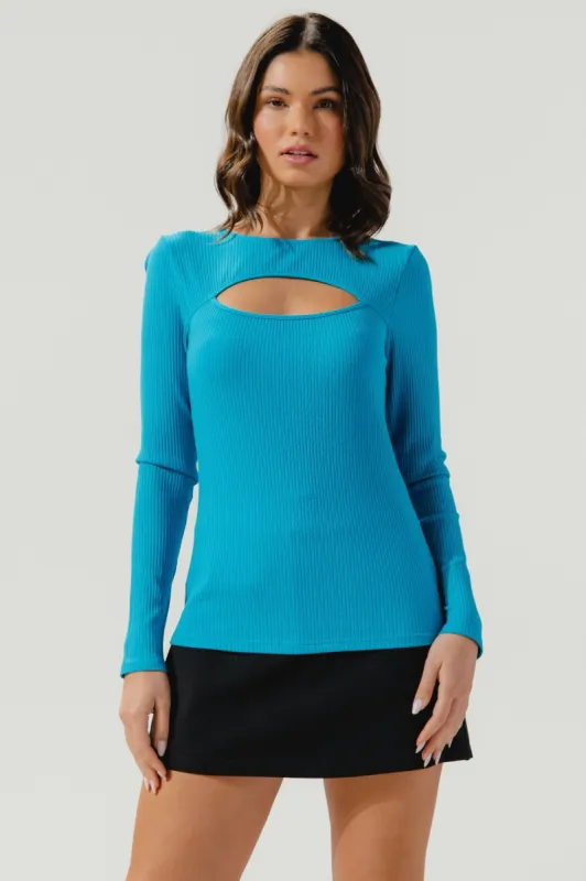 Cecile Long Sleeve Ribbed Knit Cut Out Top sold by Sugarlips