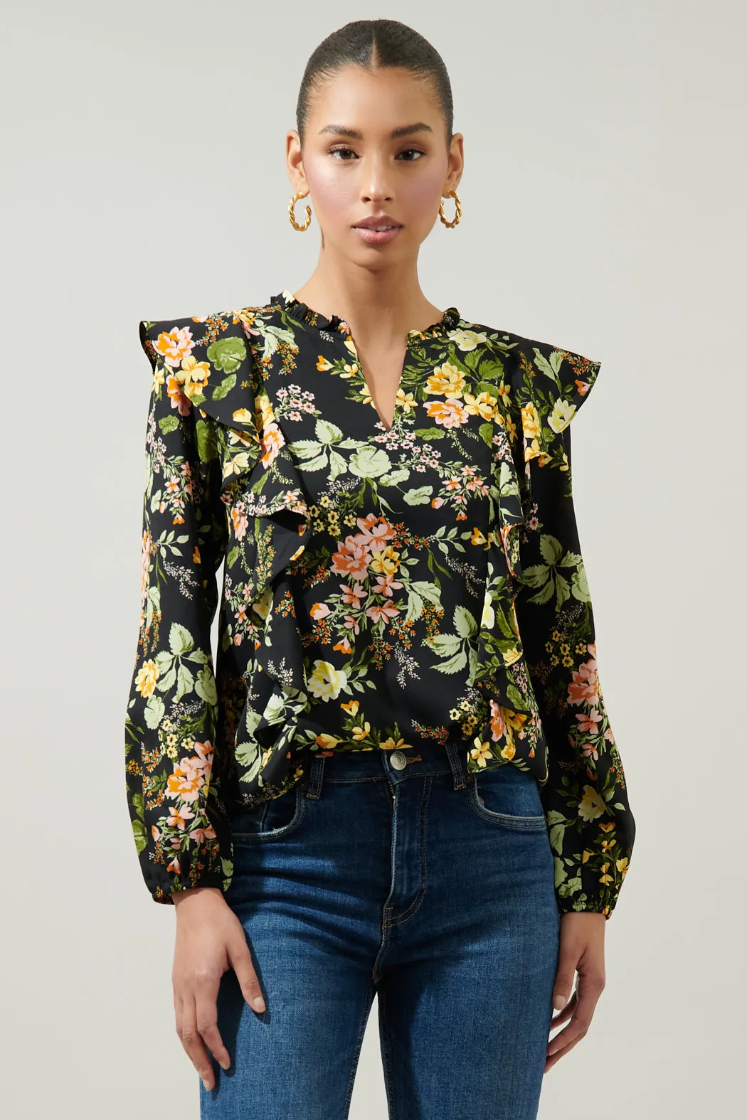 Night Bloom Wilhem Ruffle Blouse sold by Sugarlips product image thumbnail 2