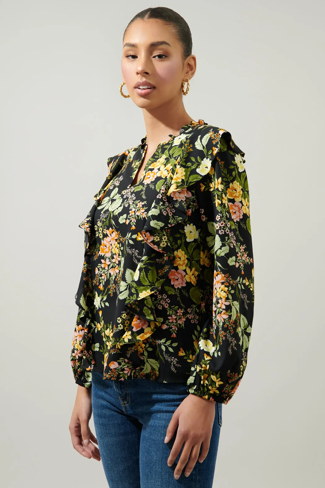 Night Bloom Wilhem Ruffle Blouse sold by Sugarlips product image thumbnail 4