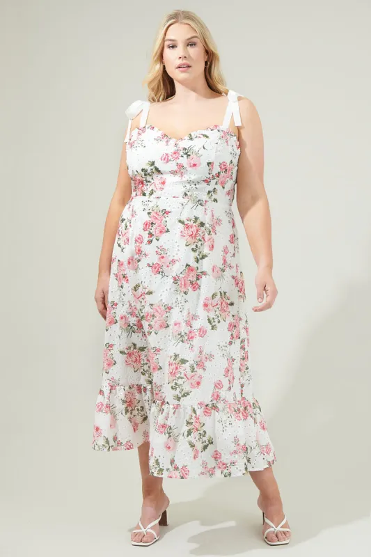 Villa Garden Eyelet Midi Dress Curve sold by Sugarlips