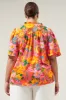 Idalia Floral Ruffle Split Neck Dupont Top Curve sold by Sugarlips